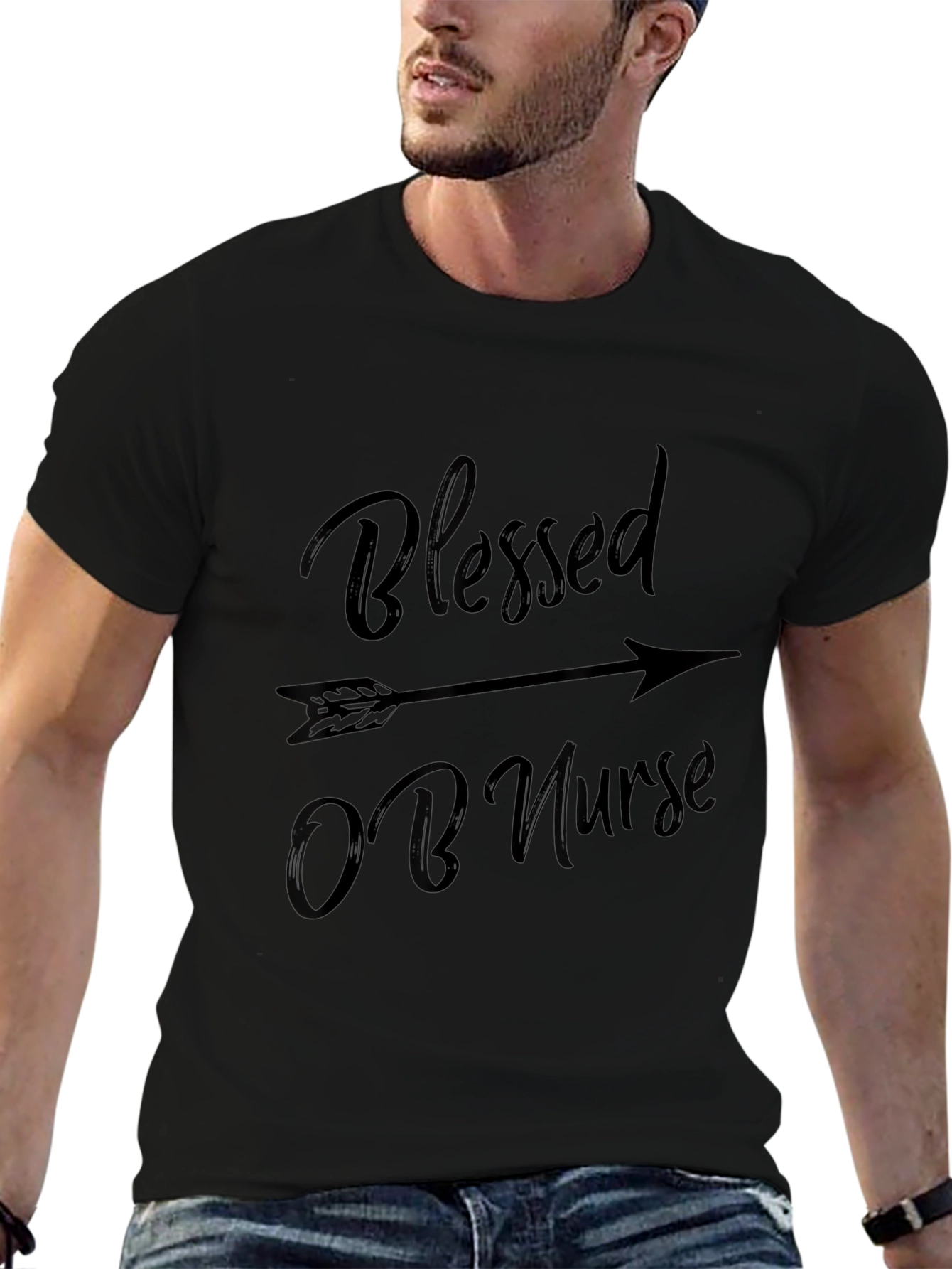 Blessed OB Nurse Black T-Shirt
