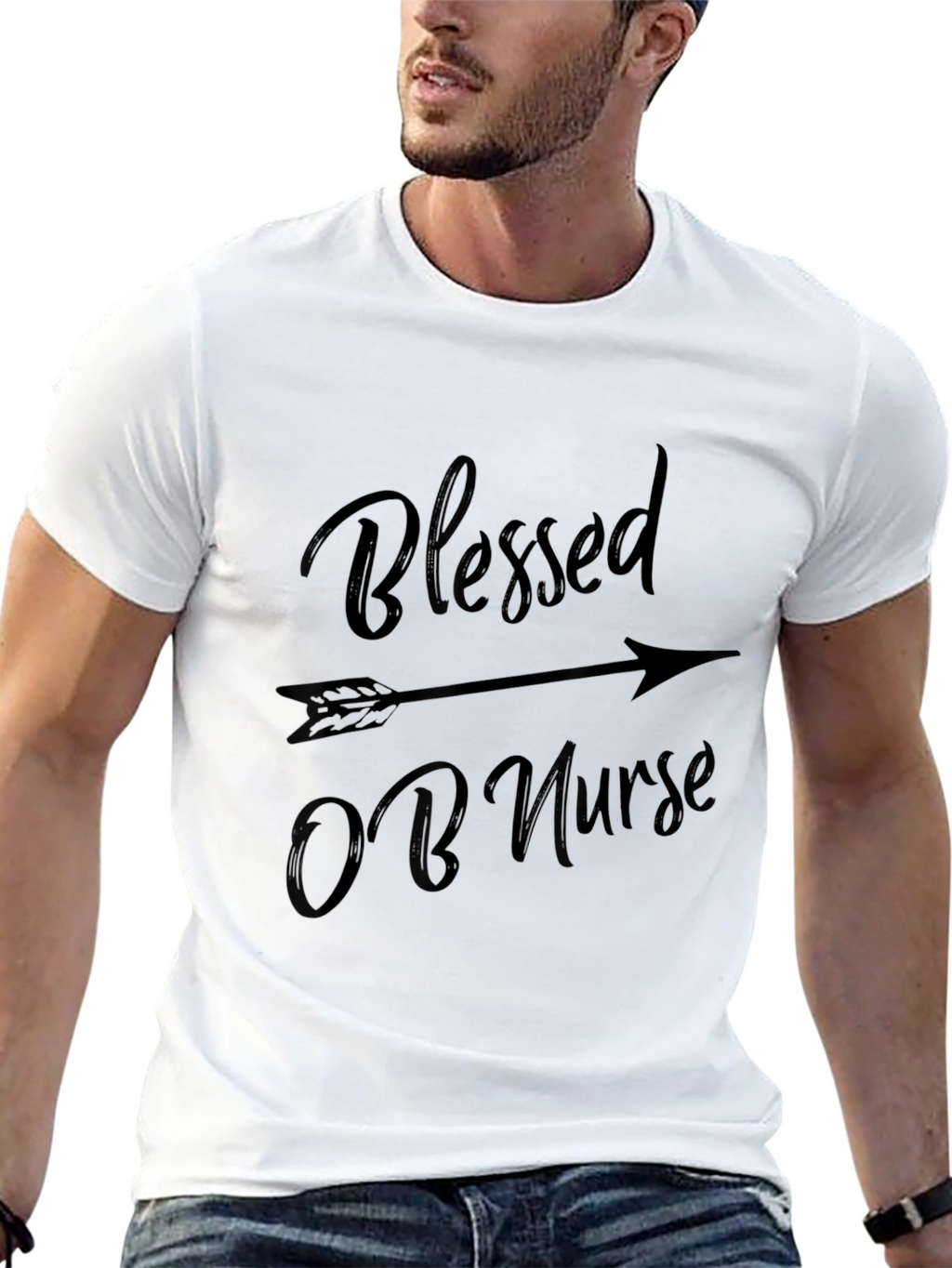 Blessed OB Nurse Black T-Shirt