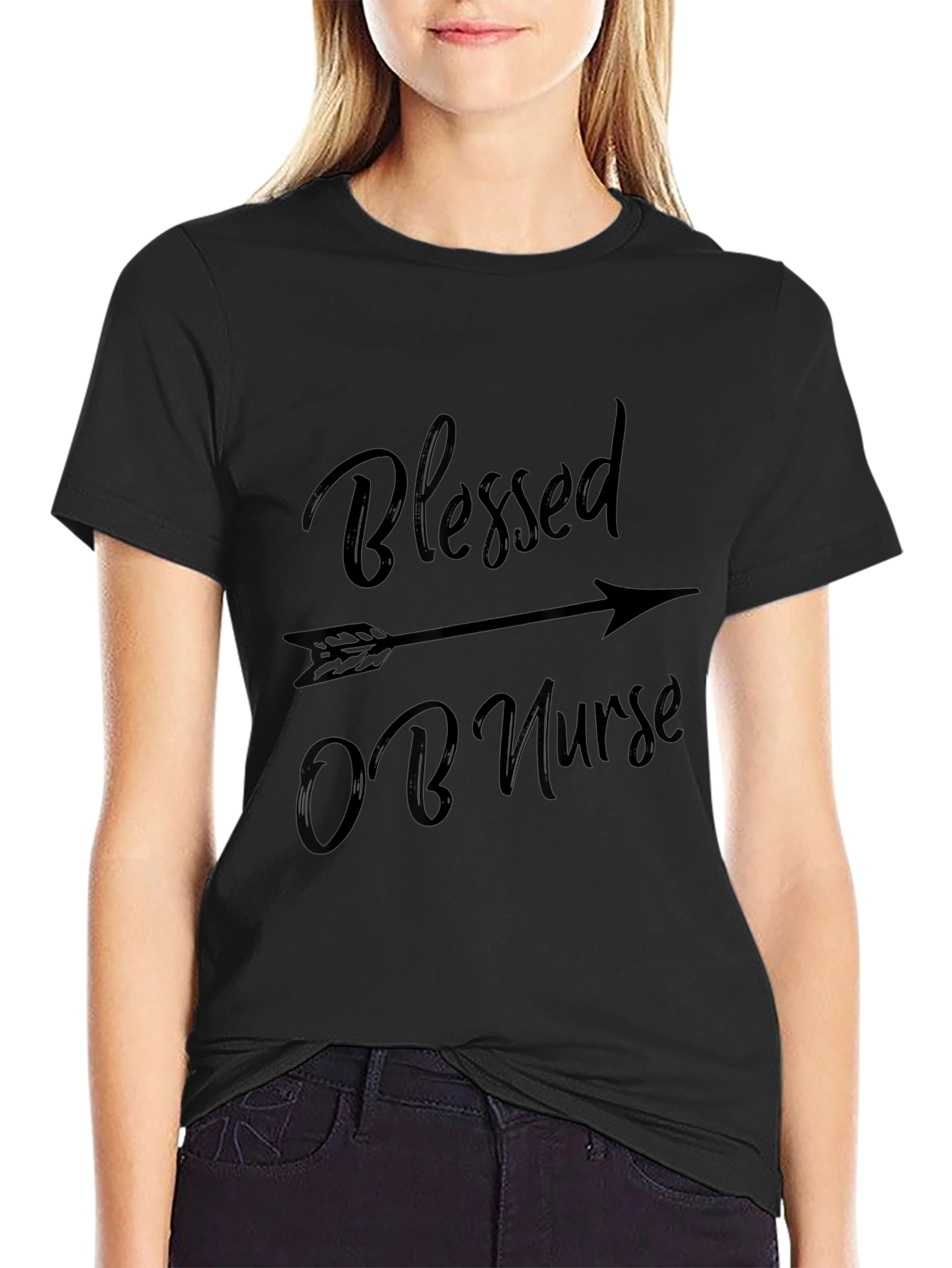 Blessed OB Nurse Black T-Shirt