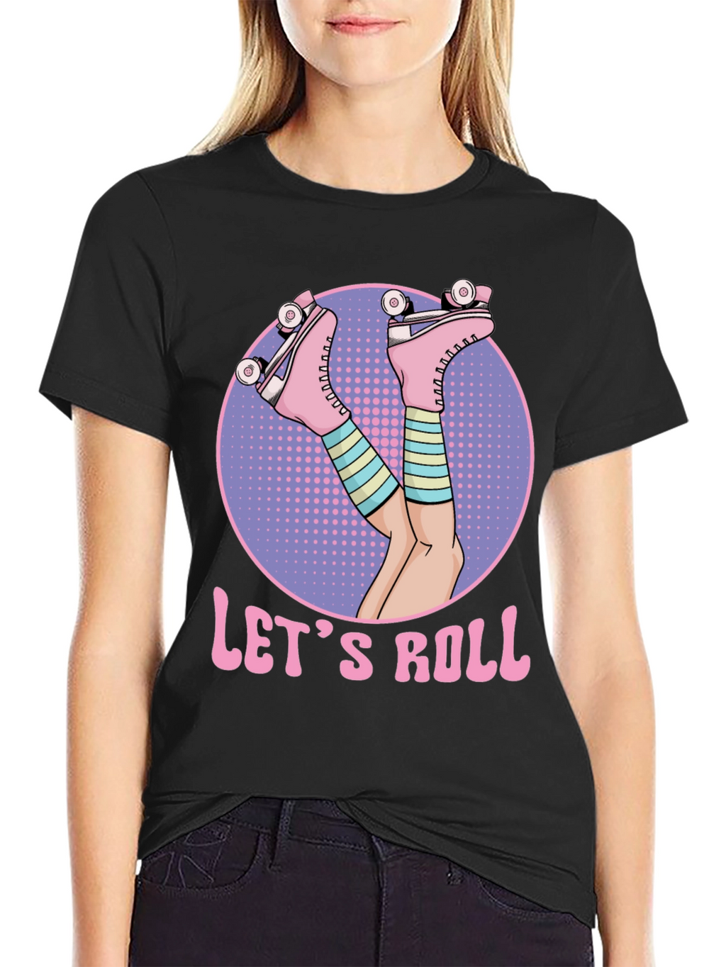 Lets Roll Retro Roller Skate T-Shirt