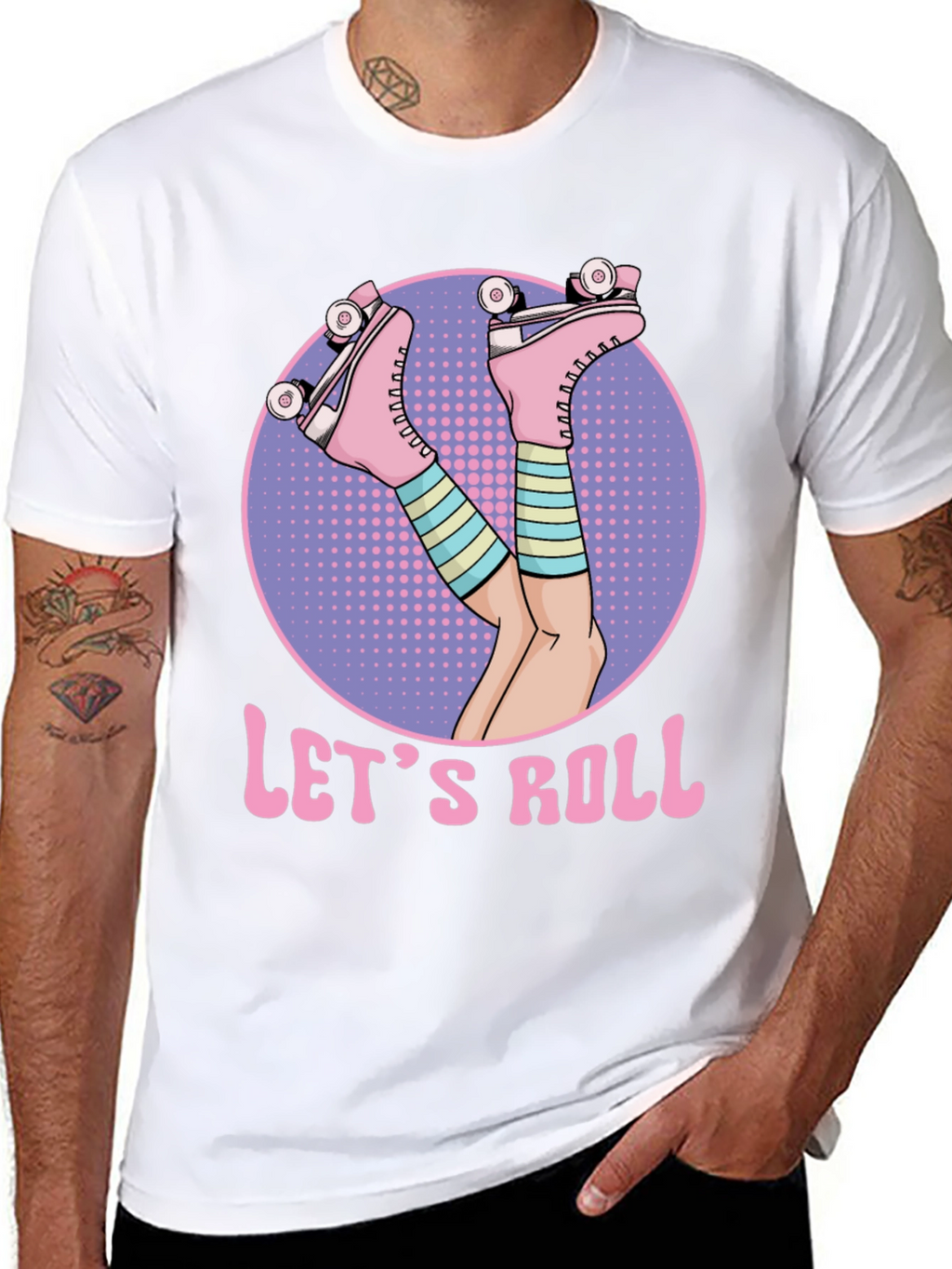 Lets Roll Retro Roller Skate T-Shirt