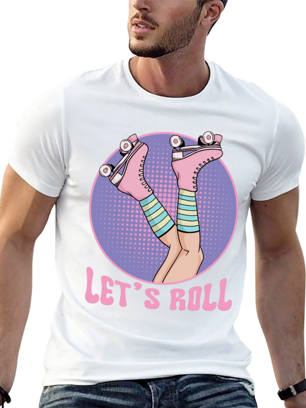 Lets Roll Retro Roller Skate T-Shirt