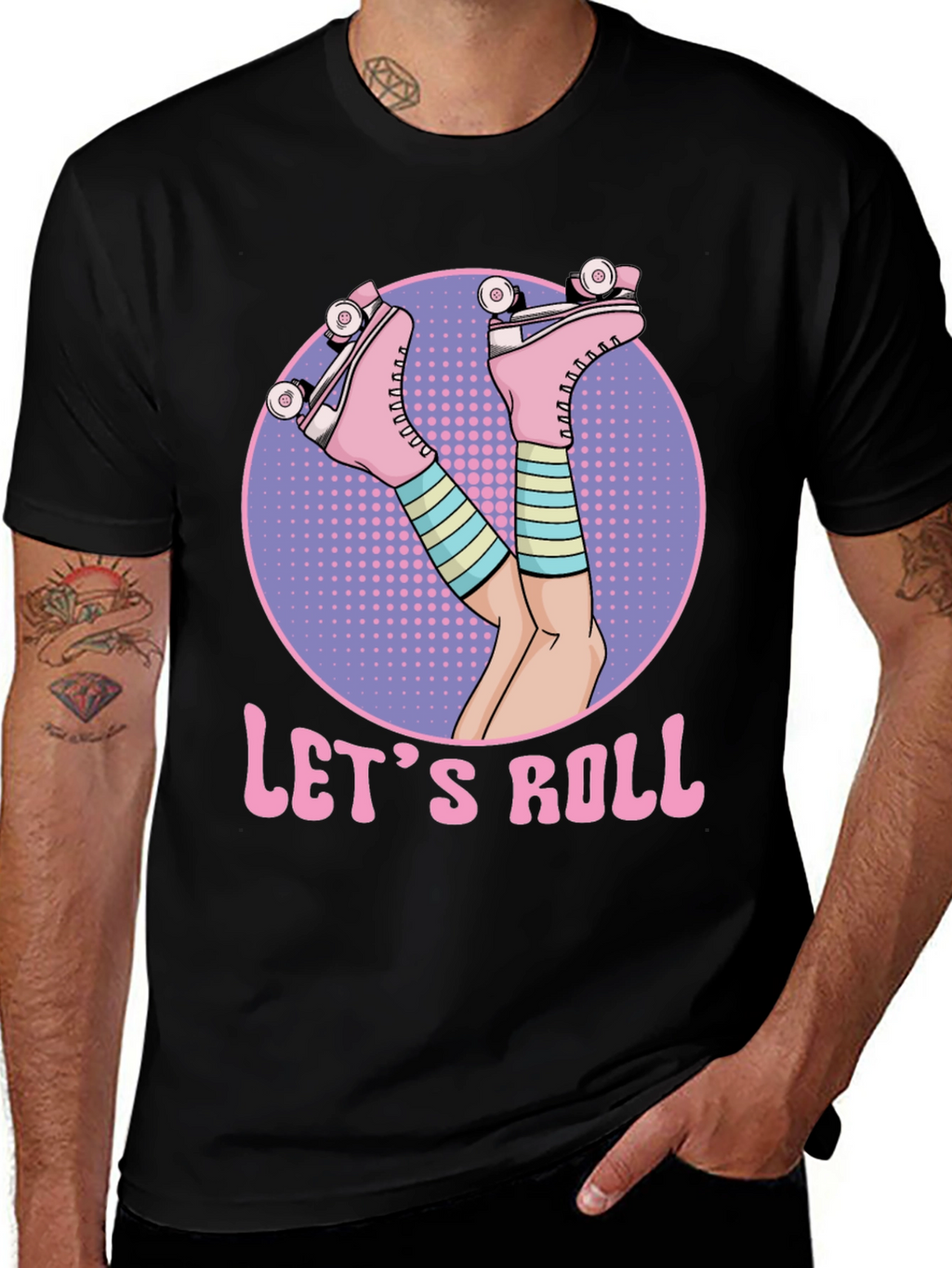 Lets Roll Retro Roller Skate T-Shirt