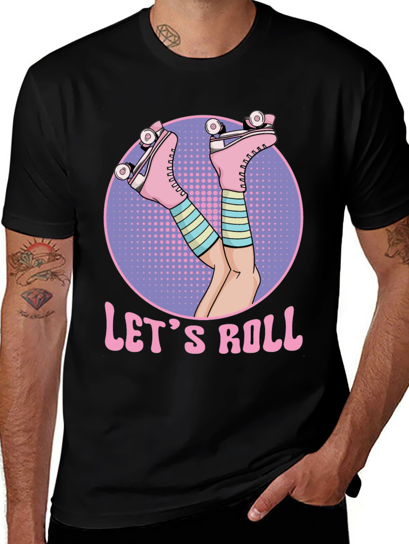Lets Roll Retro Roller Skate T-Shirt