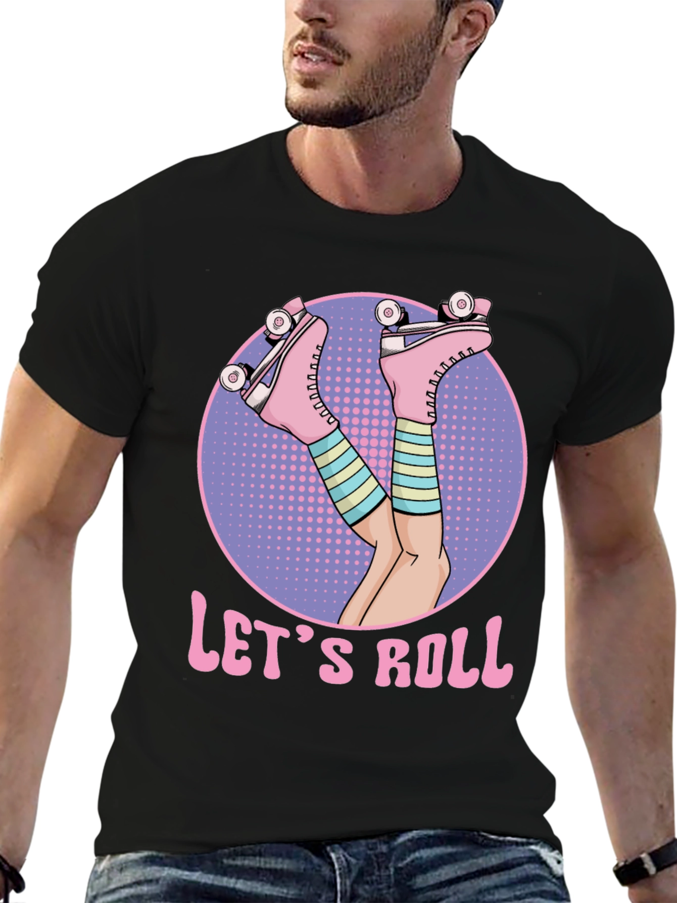 Lets Roll Retro Roller Skate T-Shirt