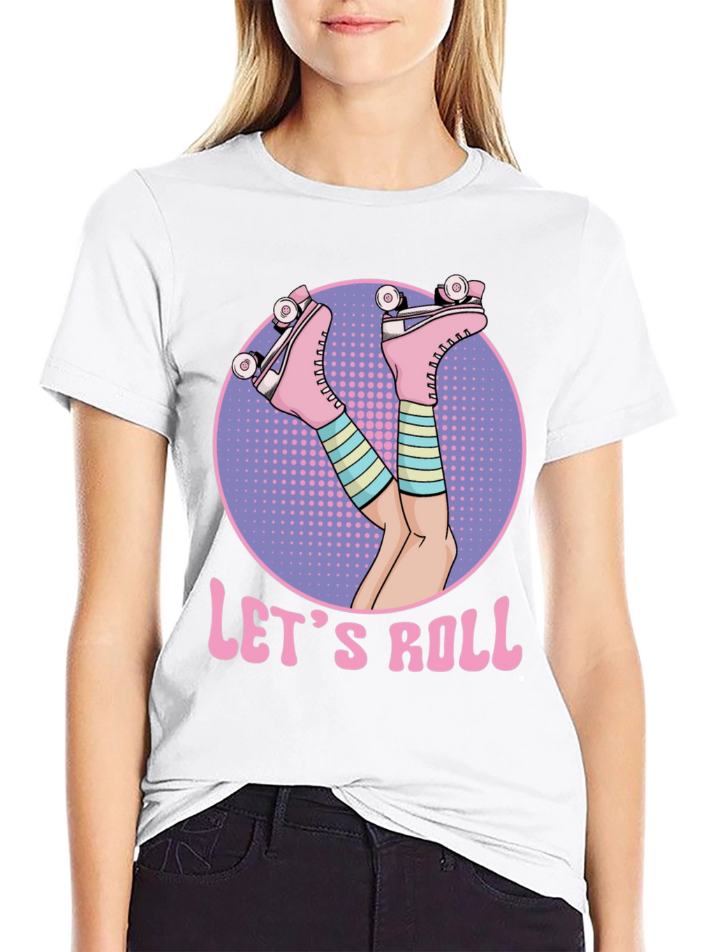 Lets Roll Retro Roller Skate T-Shirt