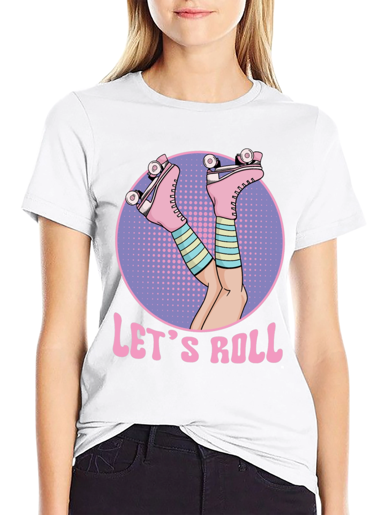 Lets Roll Retro Roller Skate T-Shirt
