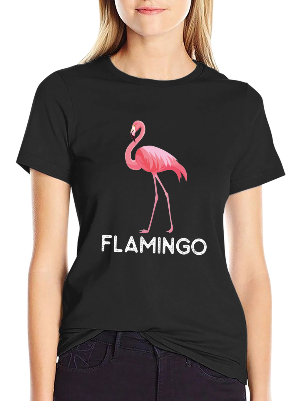 Mens Black Flamingo Graphic T-Shirt