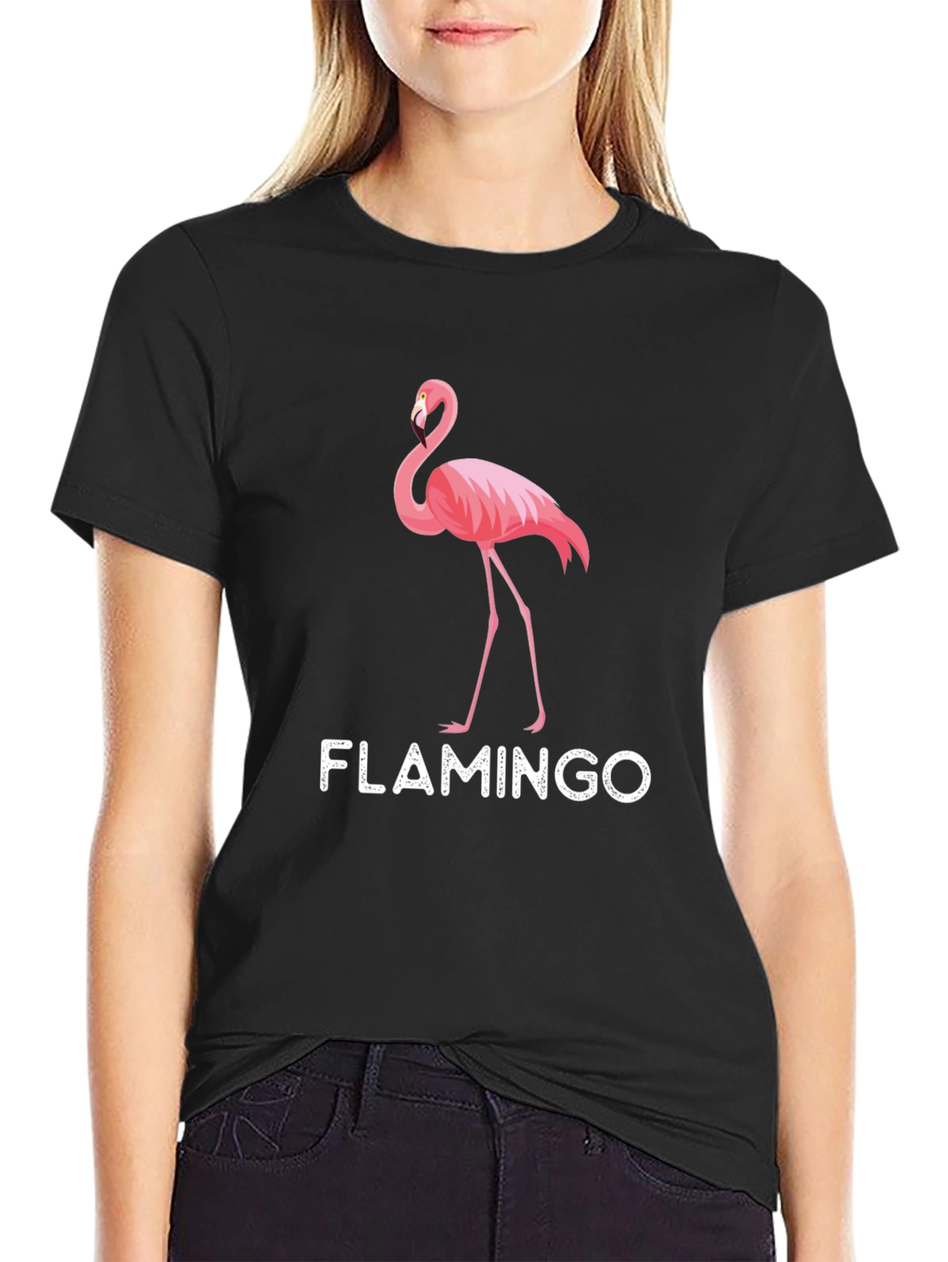 Mens Black Flamingo Graphic T-Shirt