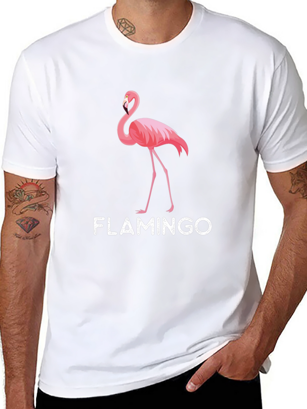 Mens Black Flamingo Graphic T-Shirt