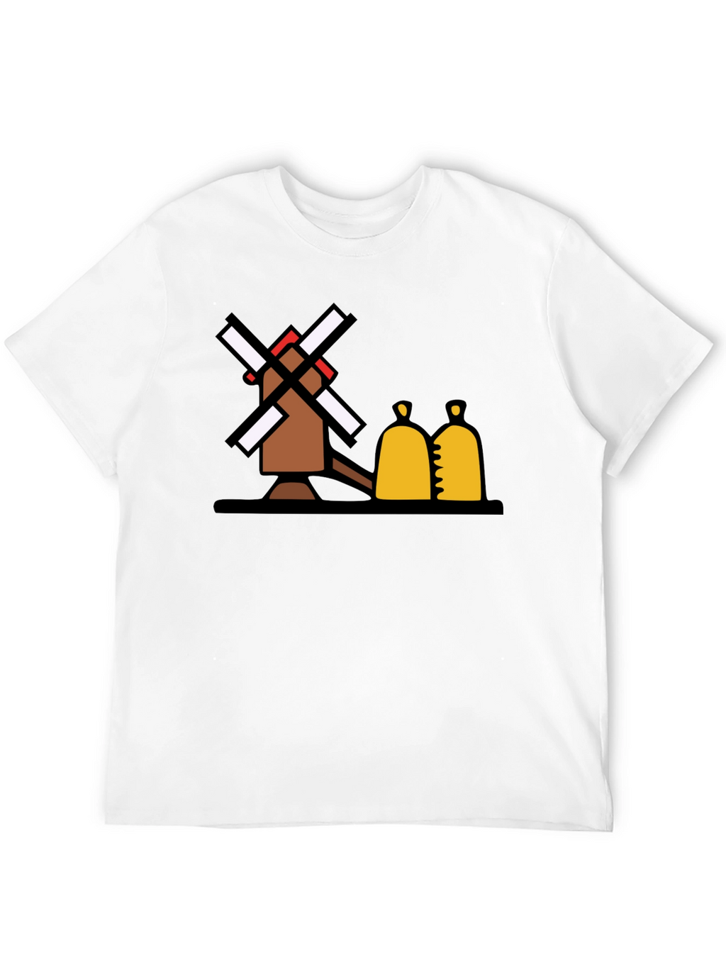 Novelty Windmill Graphic Tee - Black Cotton Blend