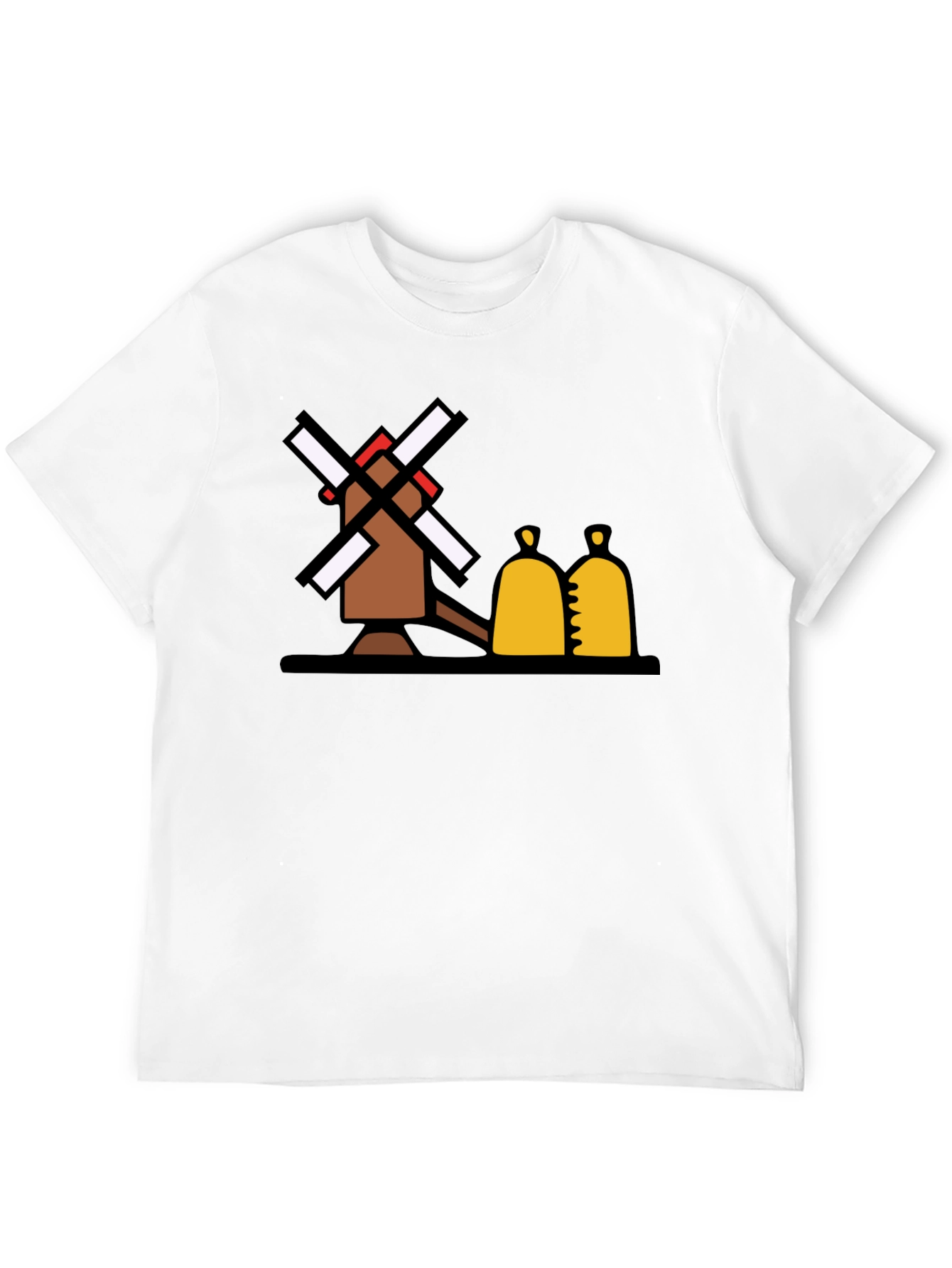 Novelty Windmill Graphic Tee - Black Cotton Blend