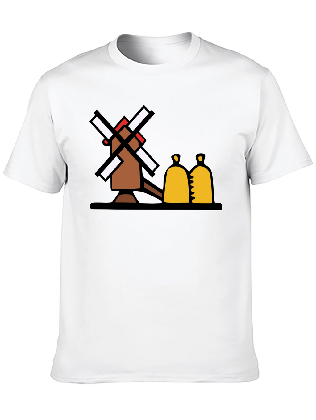 Novelty Windmill Graphic Tee - Black Cotton Blend