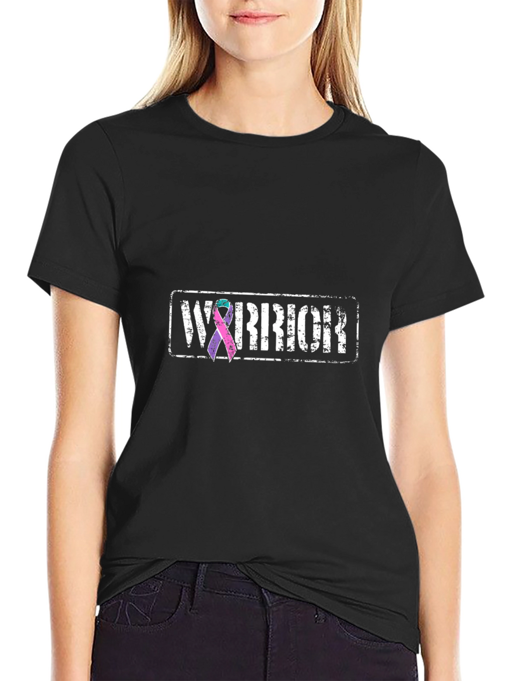 Warrior Ribbon Graphic Tee - Black