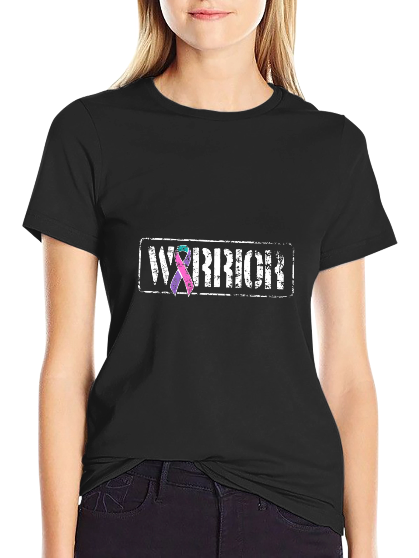 Warrior Ribbon Graphic Tee - Black