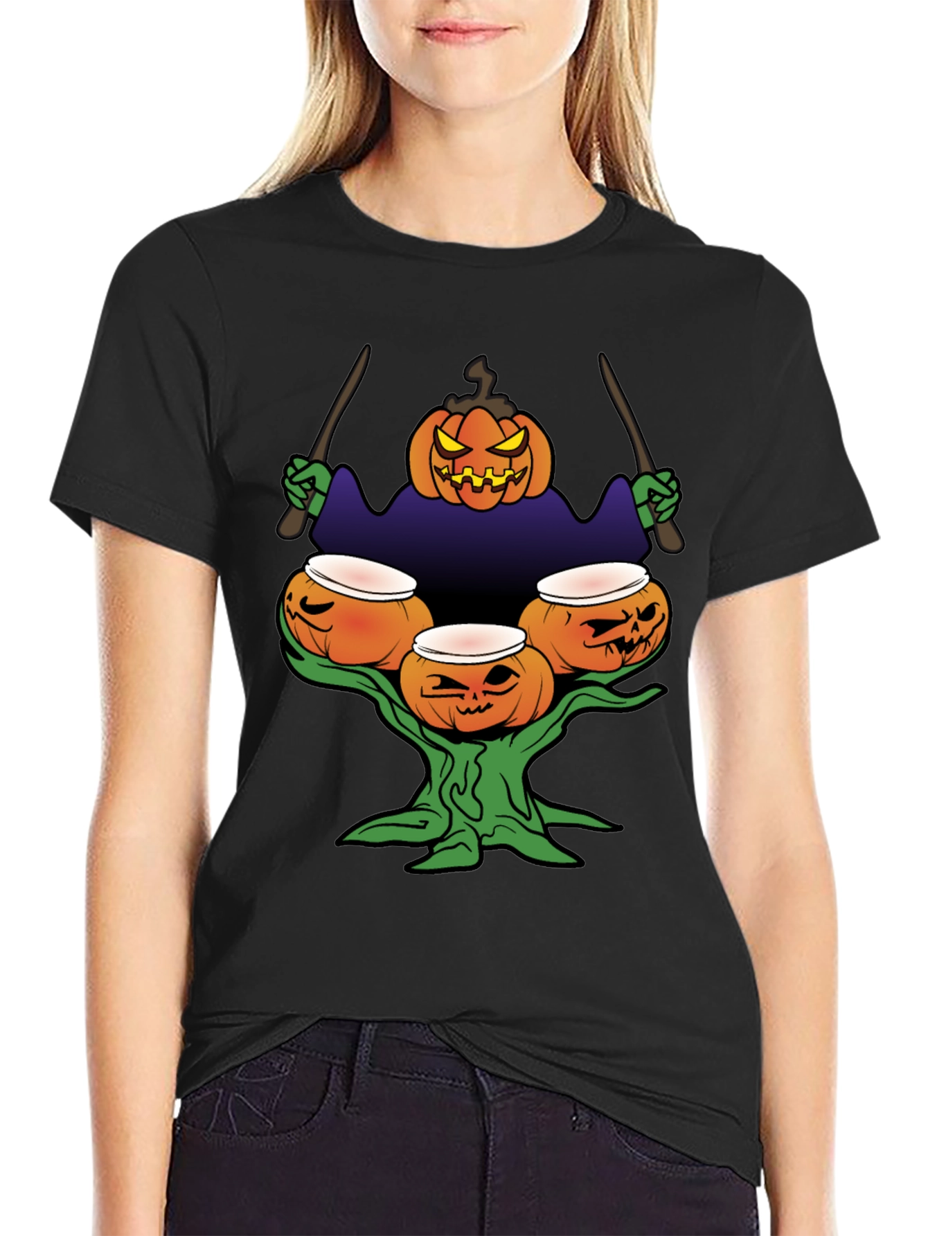 Halloween Pumpkin Drummer T-Shirt