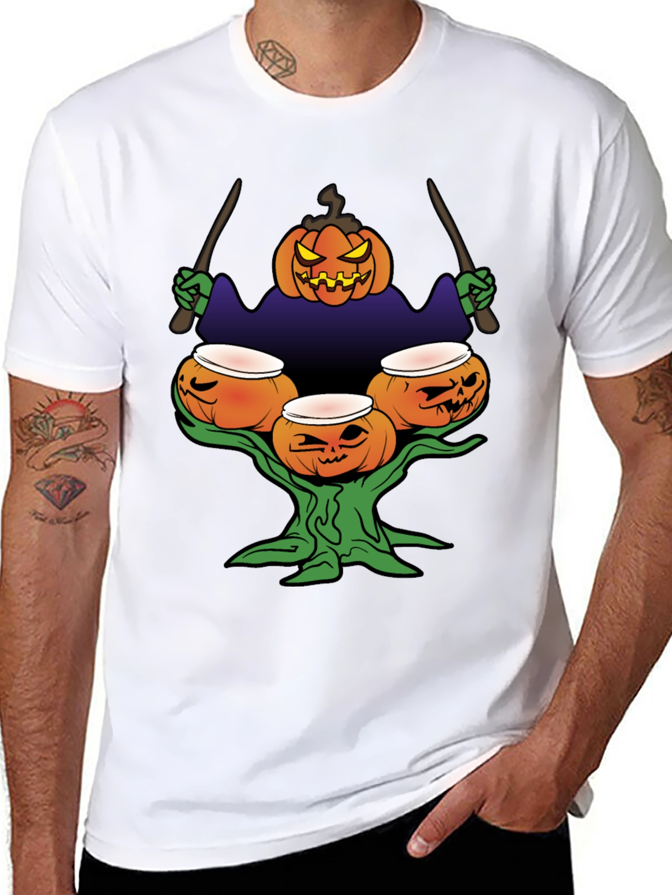 Halloween Pumpkin Drummer T-Shirt