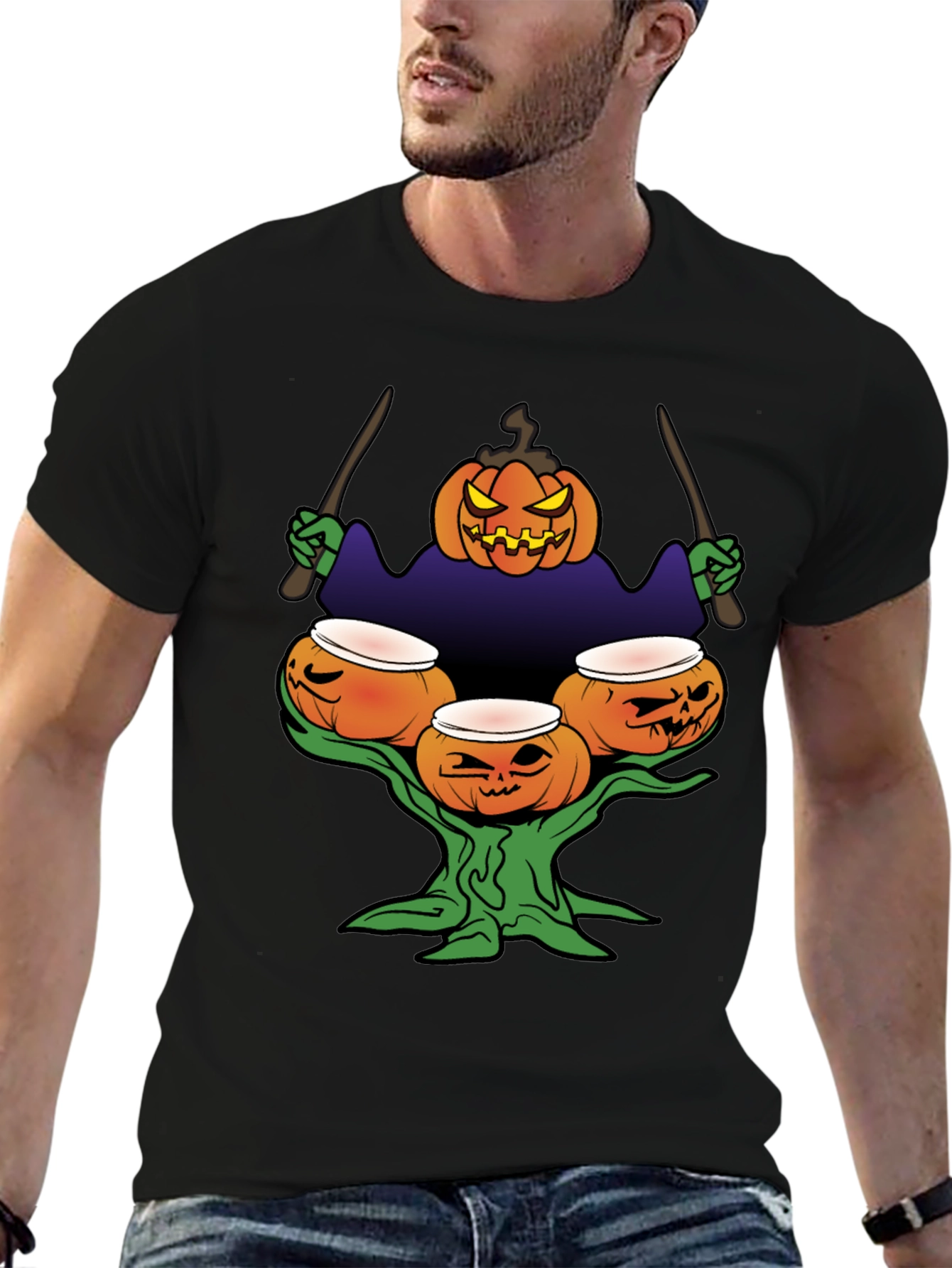 Halloween Pumpkin Drummer T-Shirt