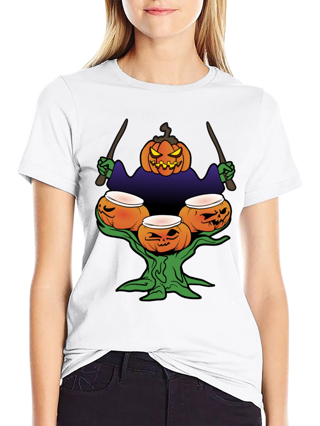 Halloween Pumpkin Drummer T-Shirt