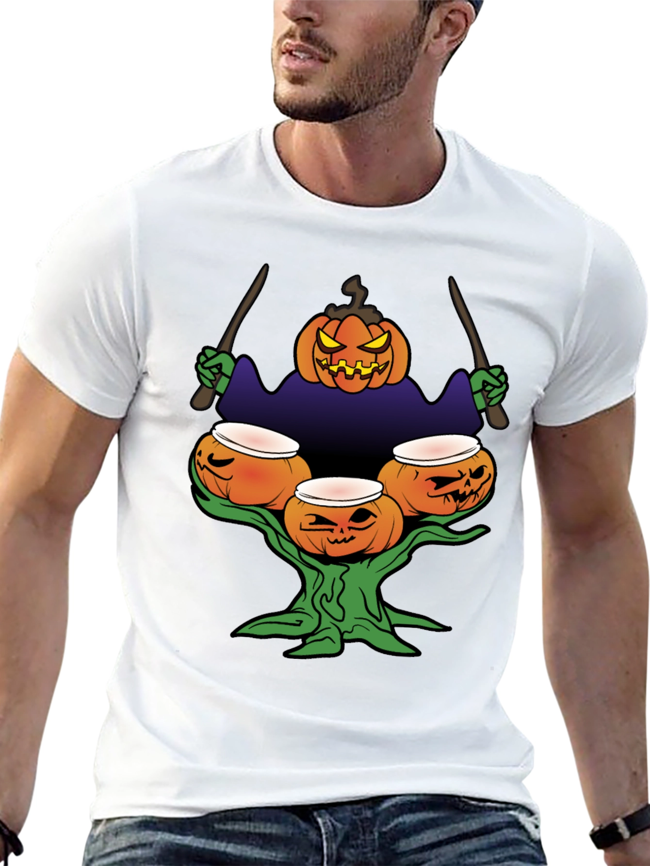Halloween Pumpkin Drummer T-Shirt