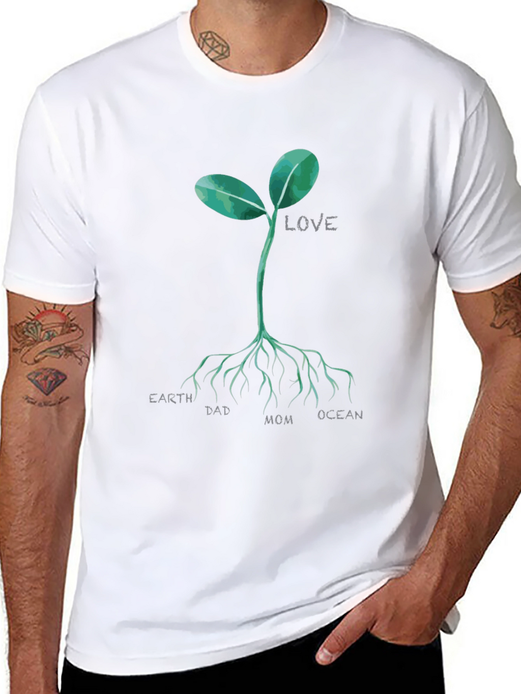 Earth Dad Mom Ocean Love Sprout T-Shirt