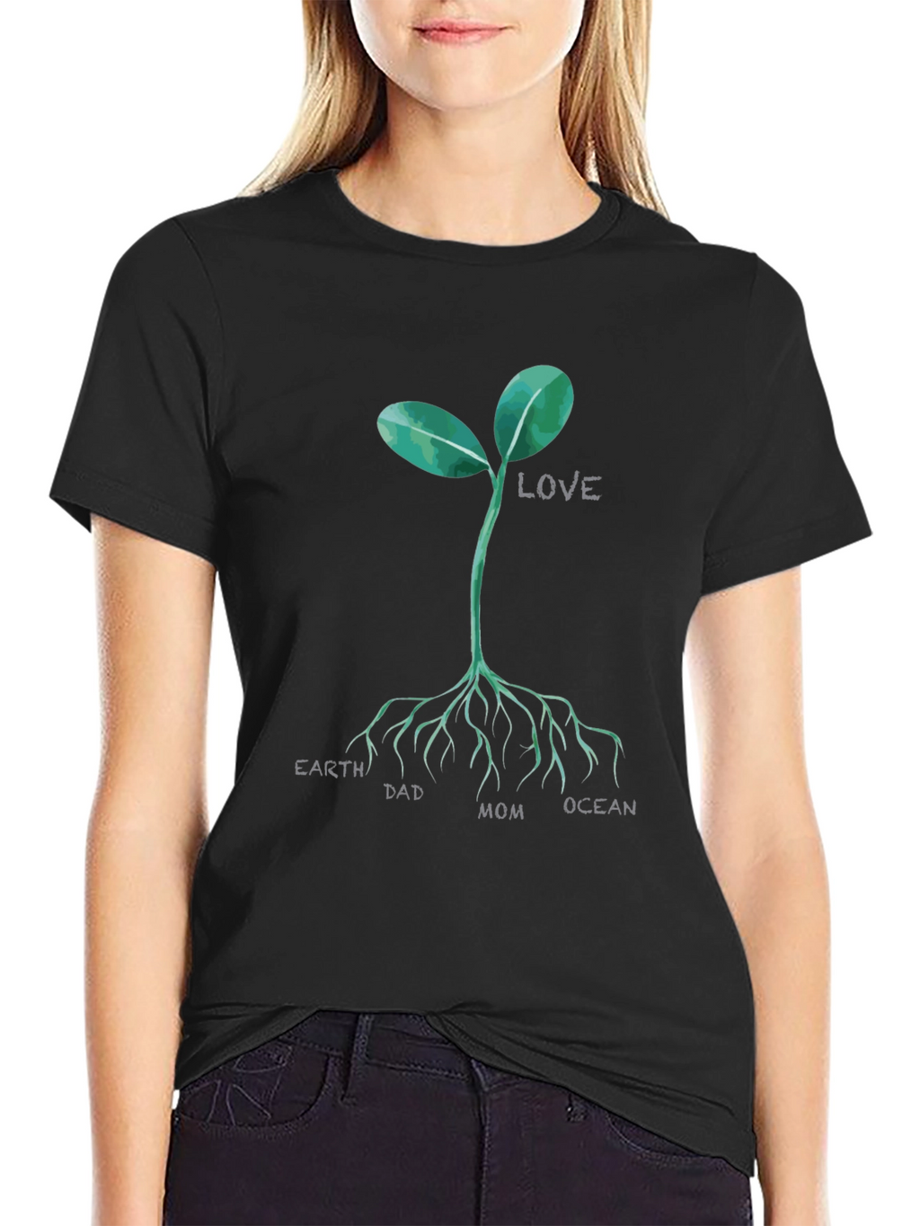 Earth Dad Mom Ocean Love Sprout T-Shirt