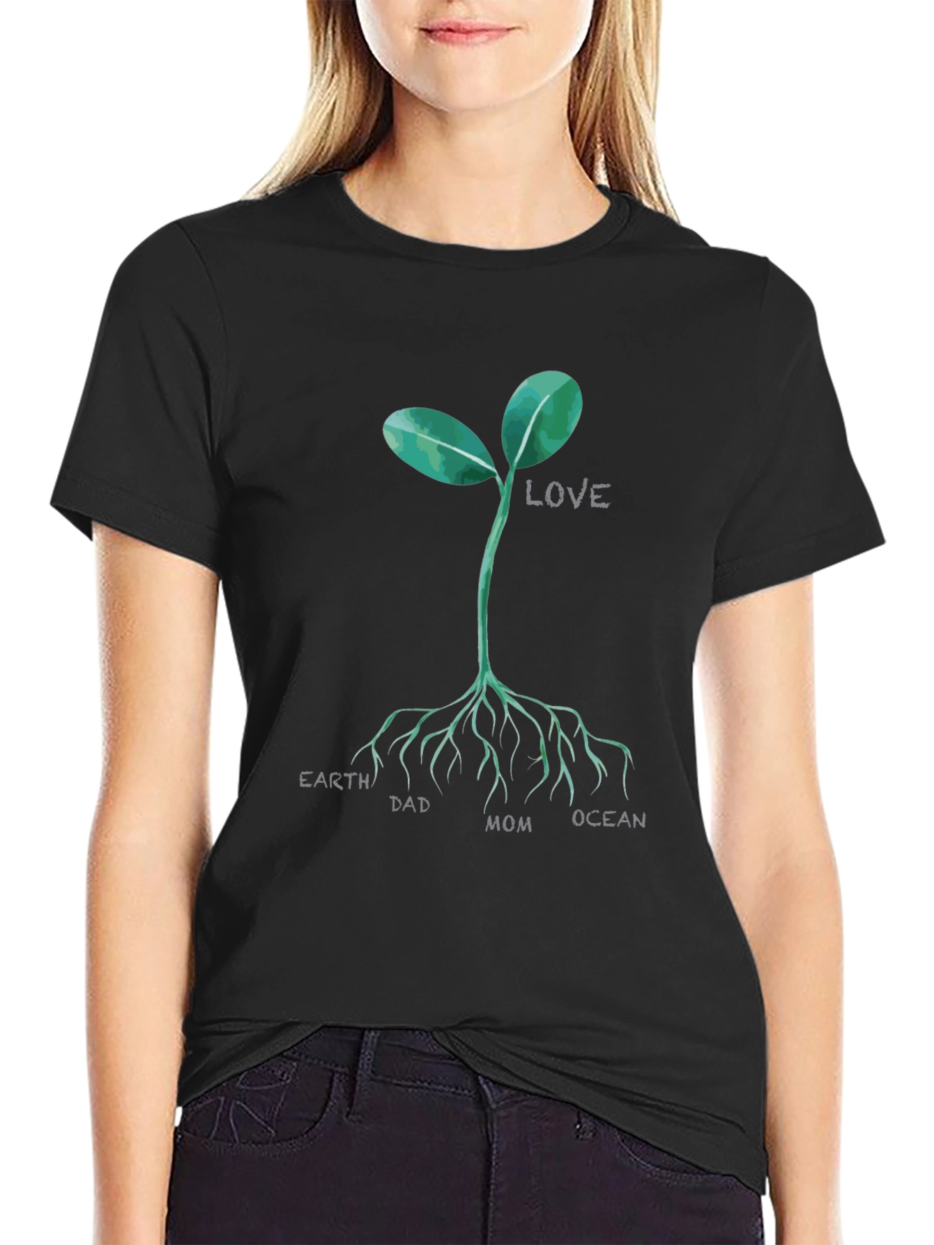 Earth Dad Mom Ocean Love Sprout T-Shirt