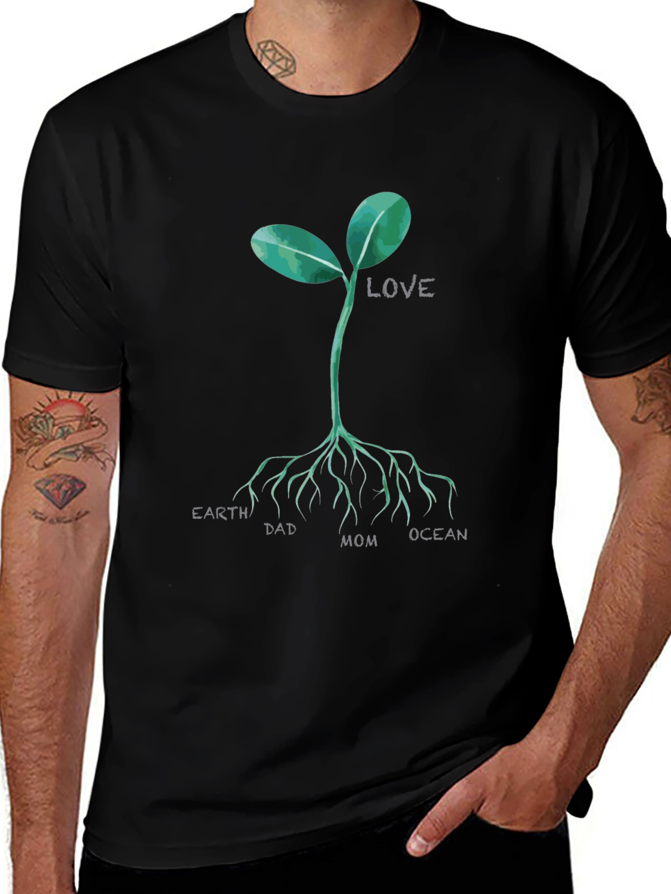 Earth Dad Mom Ocean Love Sprout T-Shirt