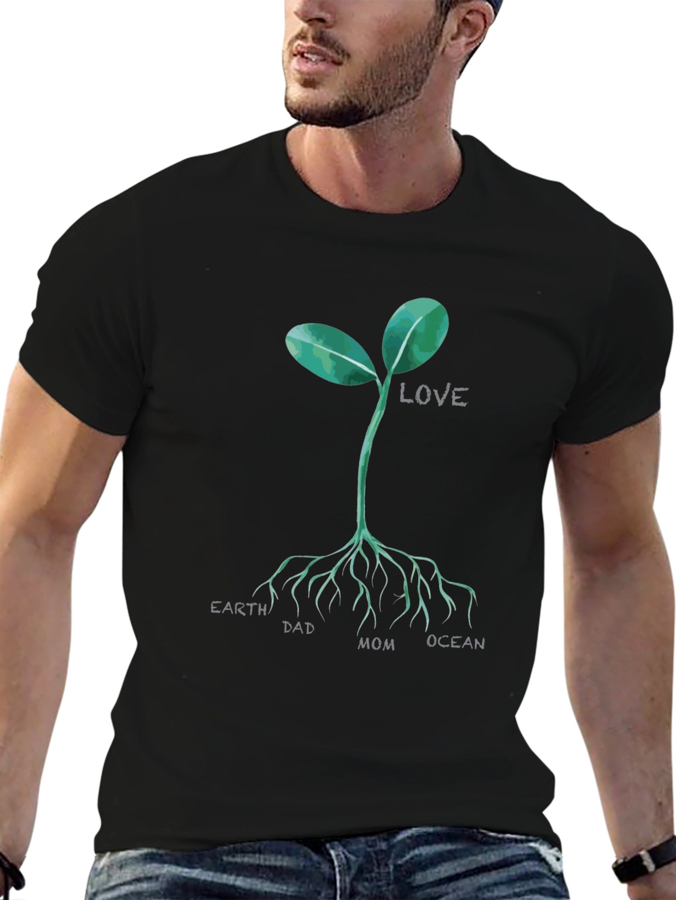 Earth Dad Mom Ocean Love Sprout T-Shirt