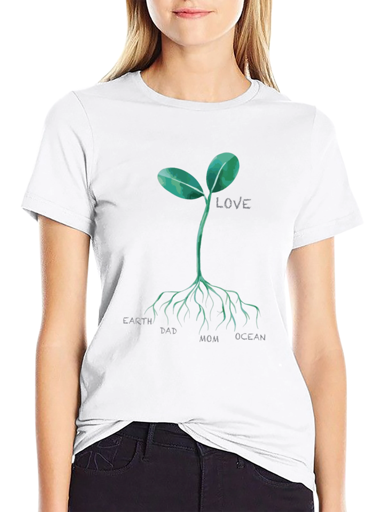 Earth Dad Mom Ocean Love Sprout T-Shirt