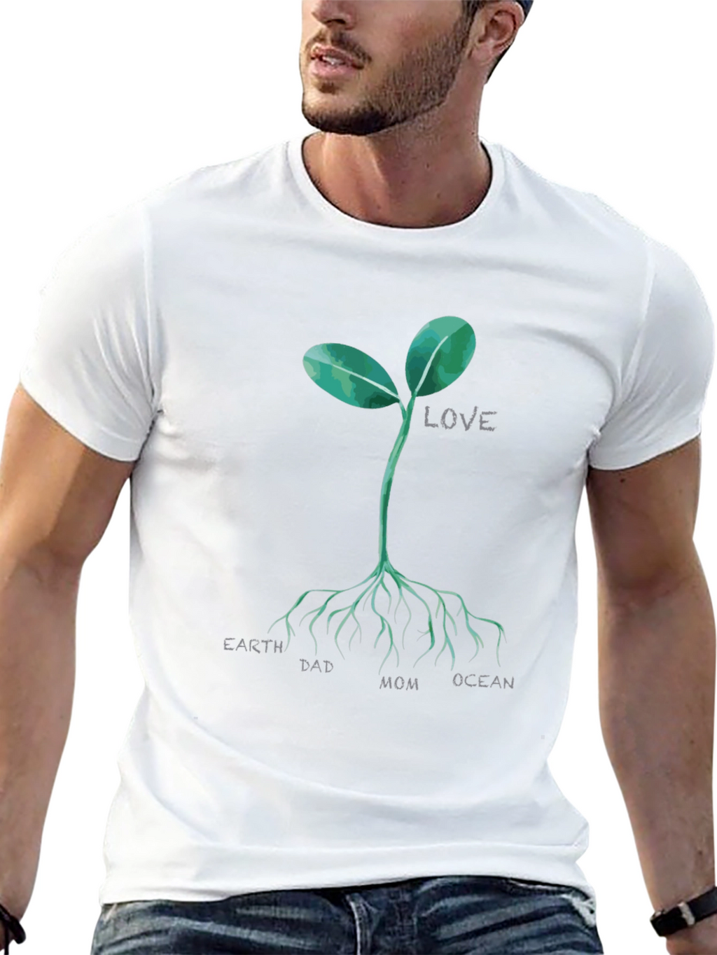 Earth Dad Mom Ocean Love Sprout T-Shirt
