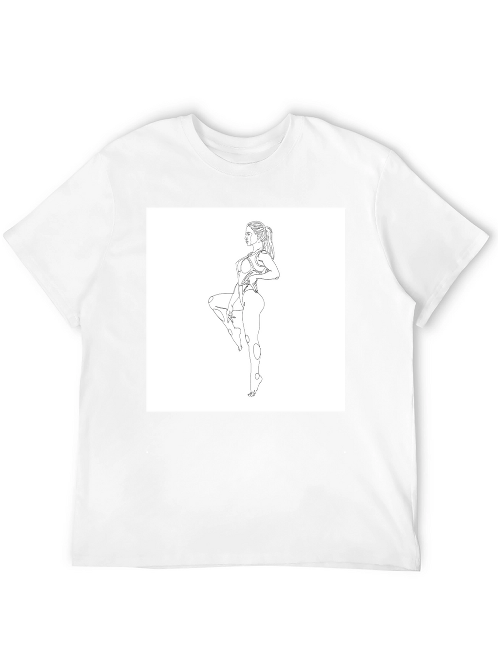 Line Art Woman Black T-Shirt