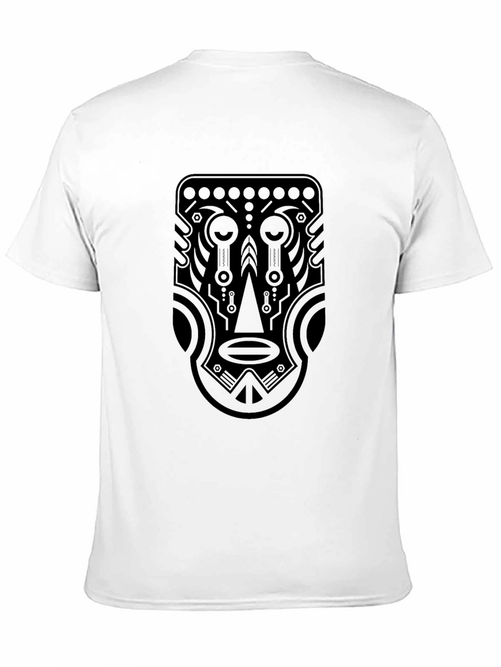 Tribal Mask Graphic Tee - Black Cotton T-Shirt