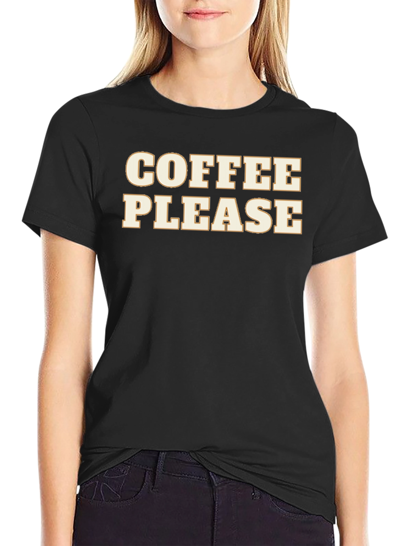 Coffee Please Graphic Tee - Soft Black Cotton T-Shirt