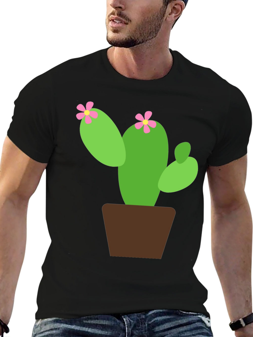 Cactus Flower Graphic Tee - Black T-Shirt