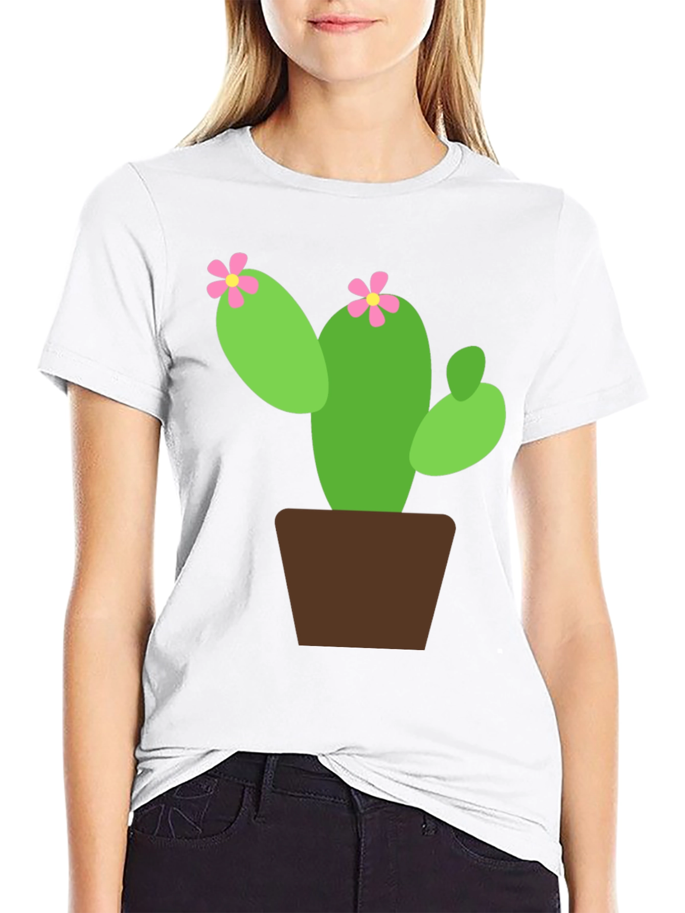 Cactus Flower Graphic Tee - Black T-Shirt