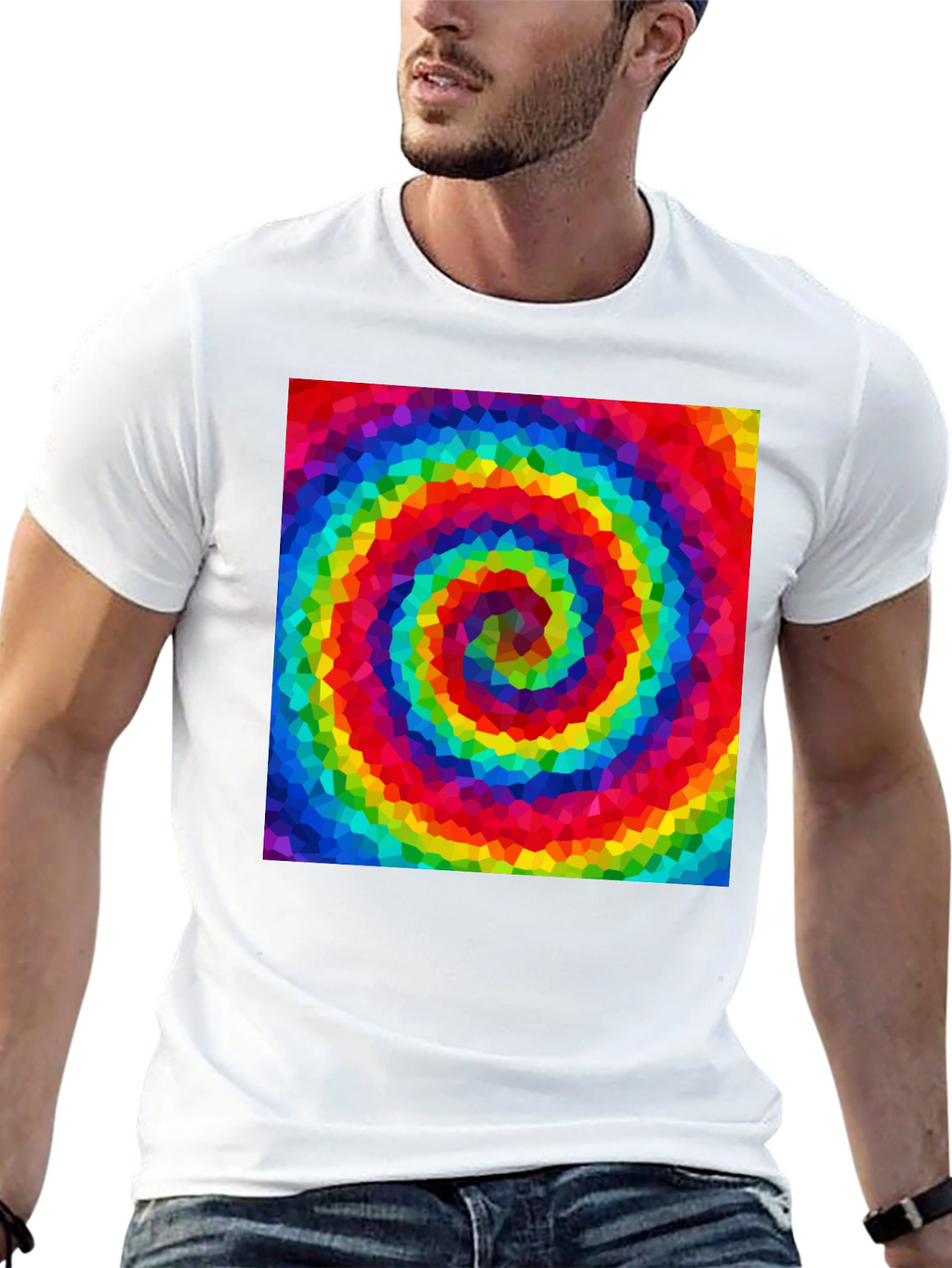 Rainbow Swirl Graphic Tee - Black Cotton Blend