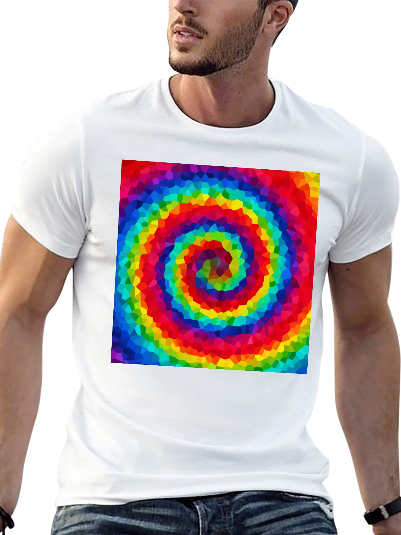 Rainbow Swirl Graphic Tee - Black Cotton Blend
