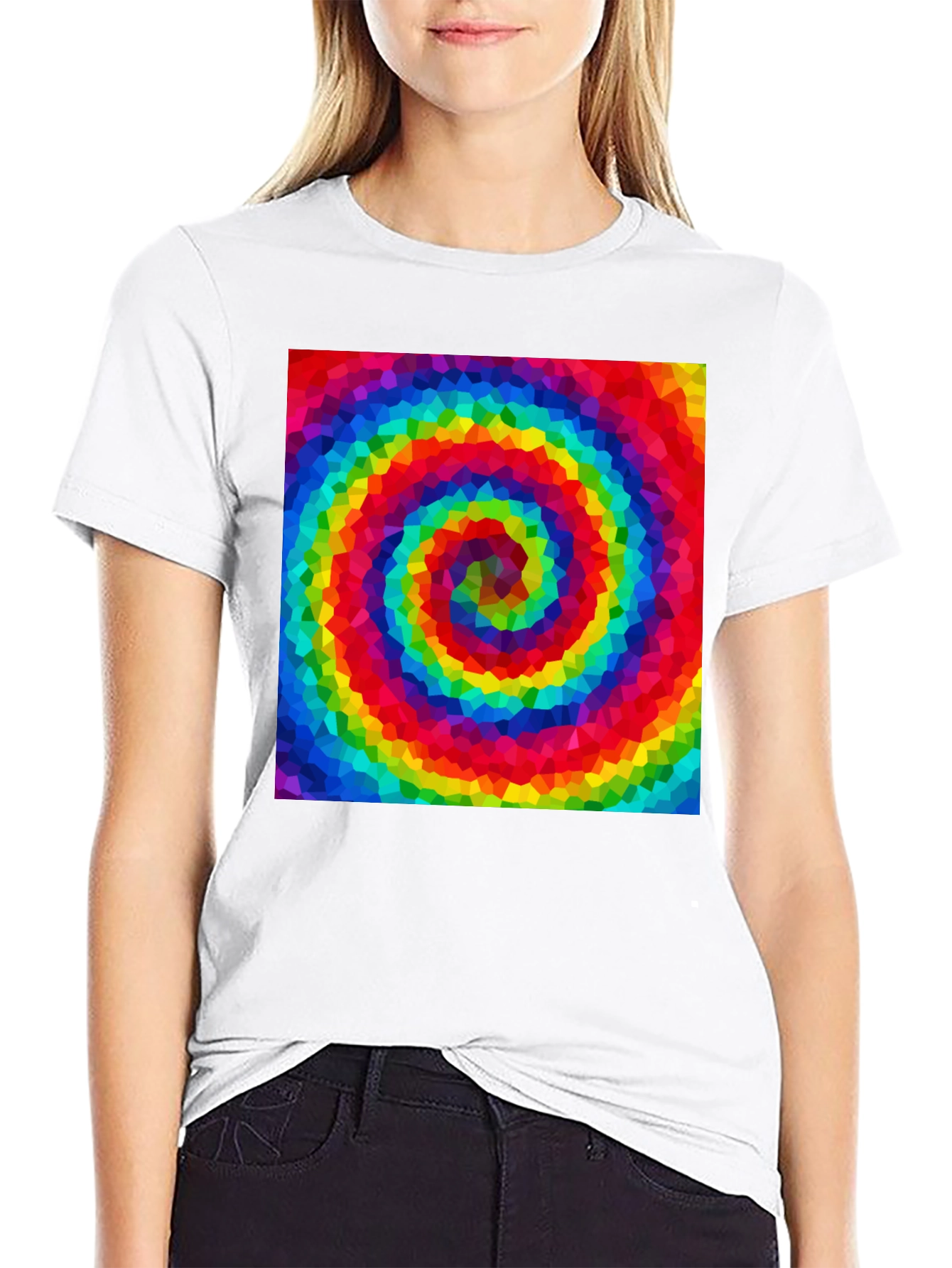 Rainbow Swirl Graphic Tee - Black Cotton Blend