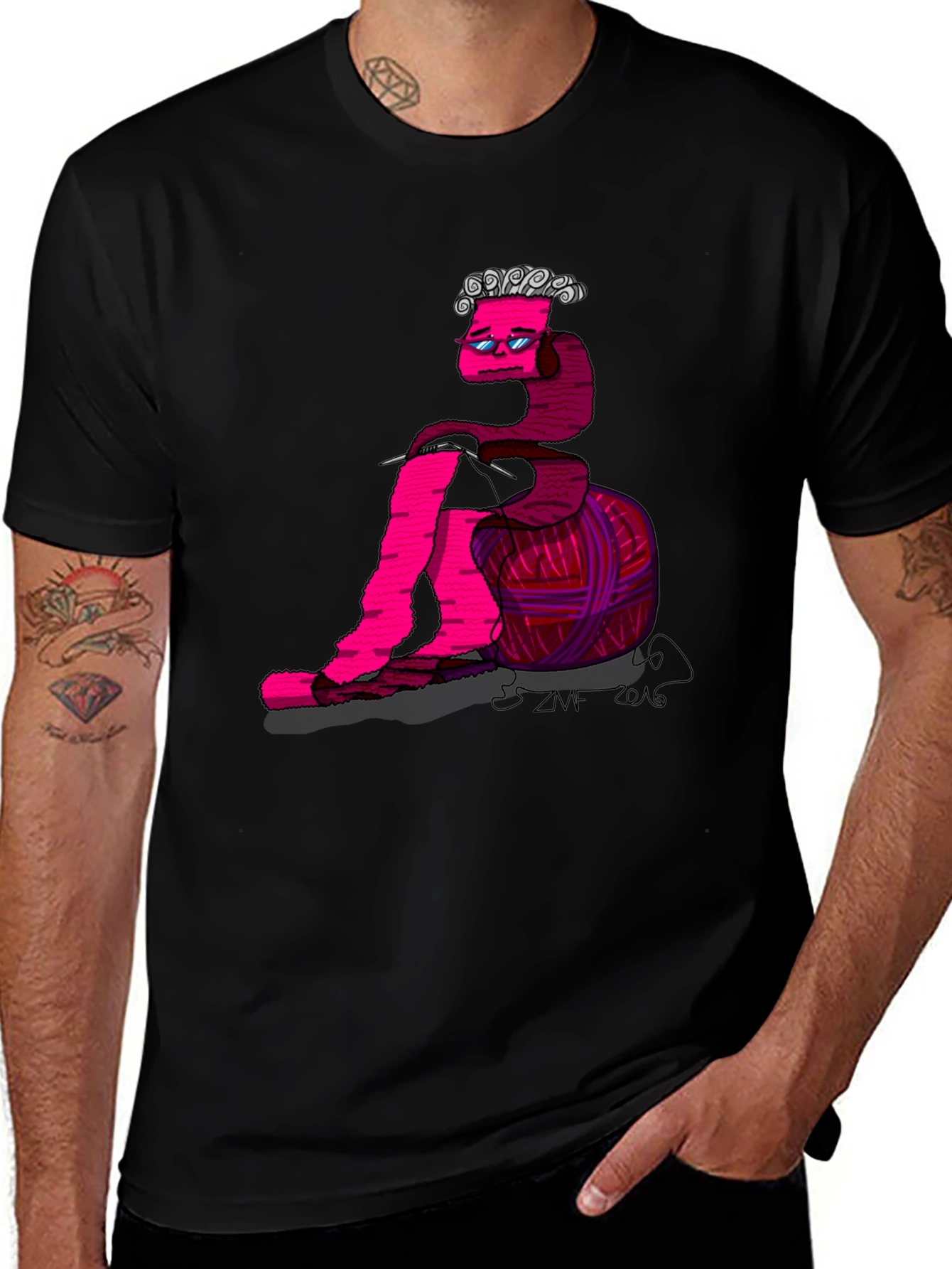 Knitting Worm Graphic T-Shirt - Unique Design