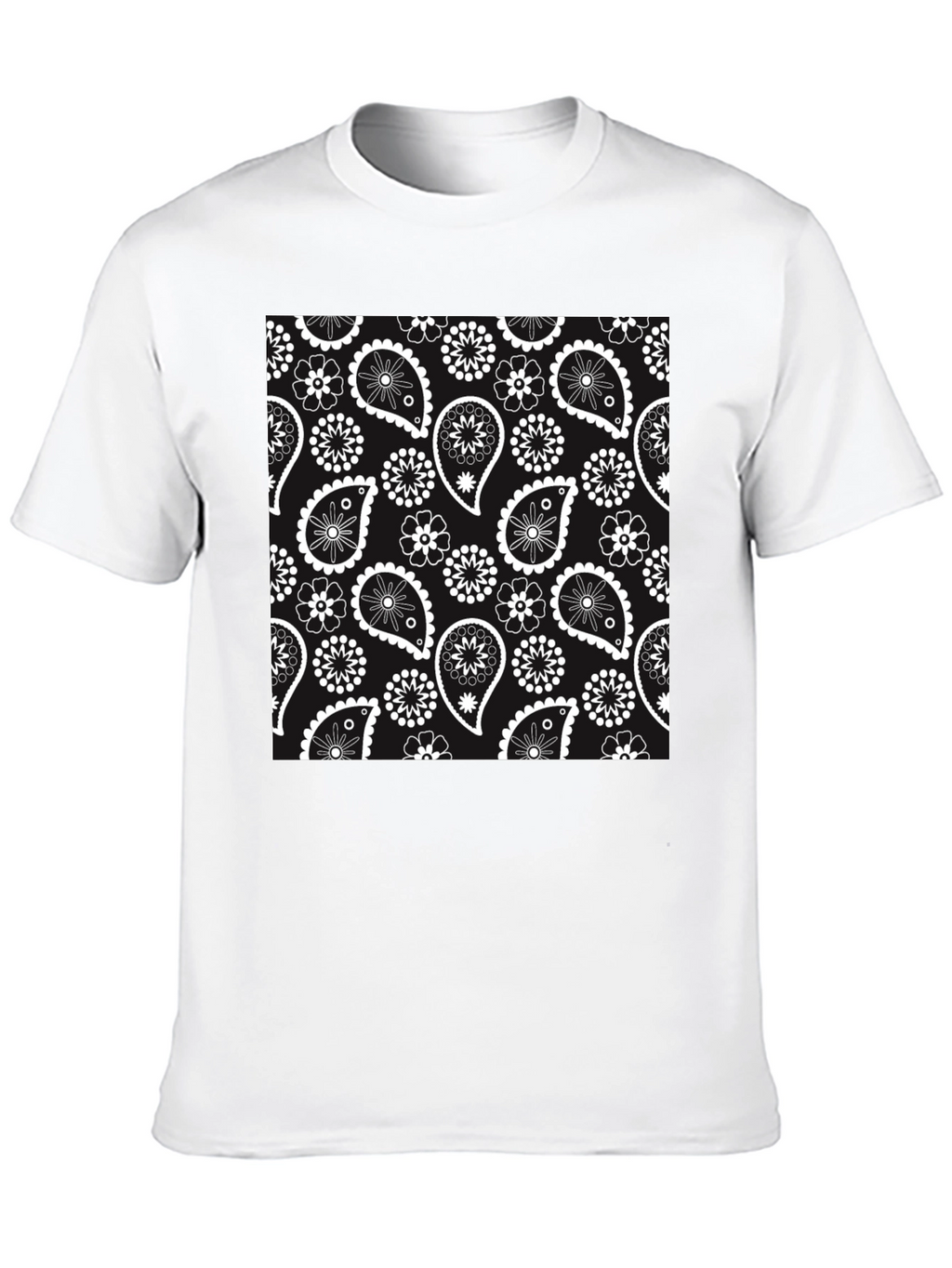 Black Paisley Print Tee - Classic Style
