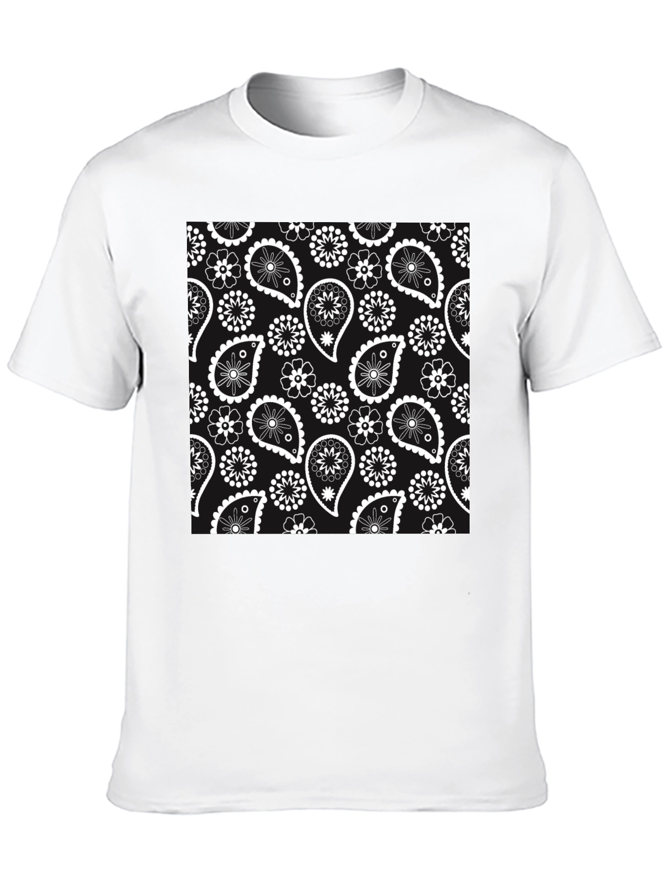 Black Paisley Print Tee - Classic Style