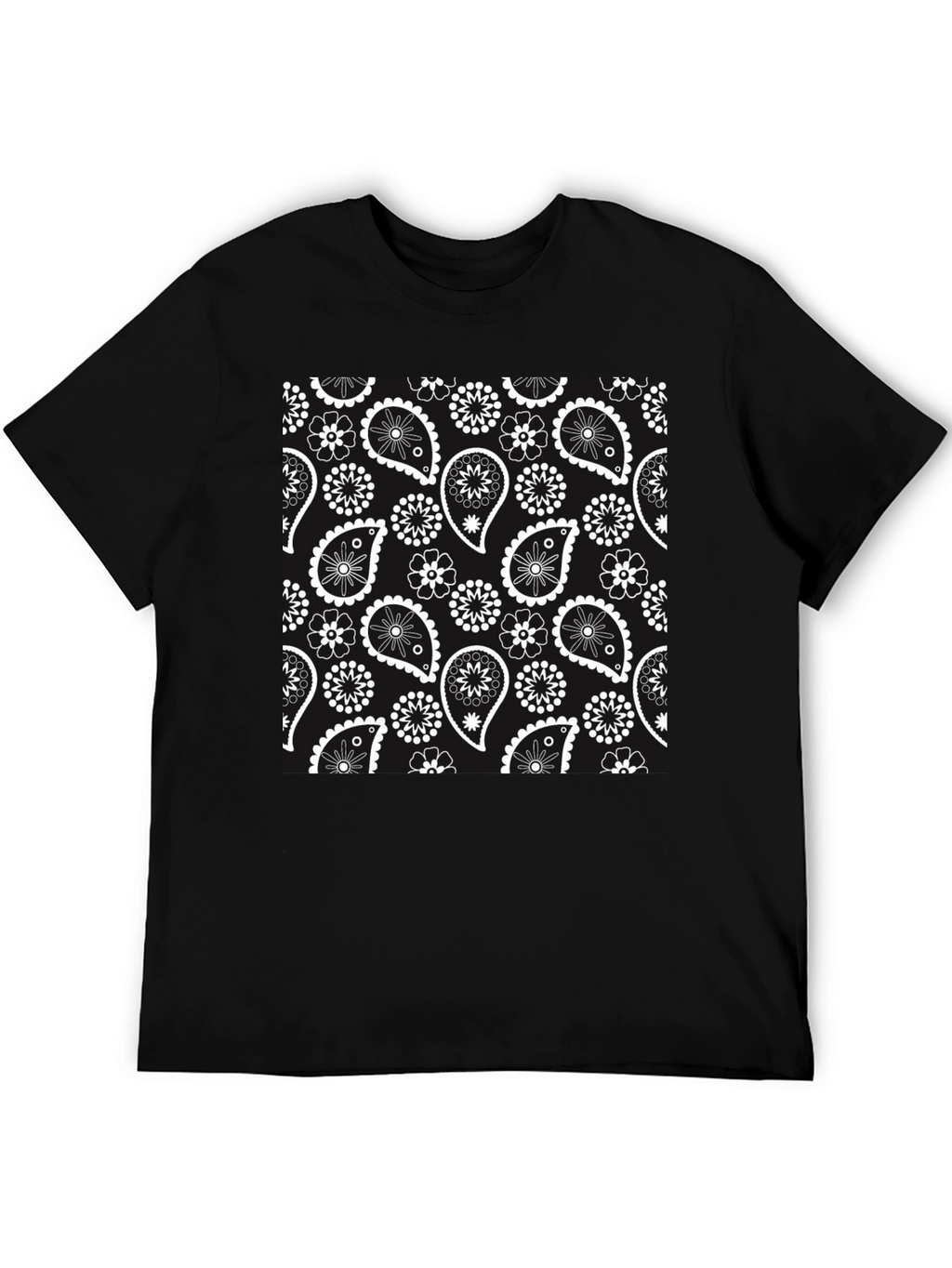 Black Paisley Print Tee - Classic Style