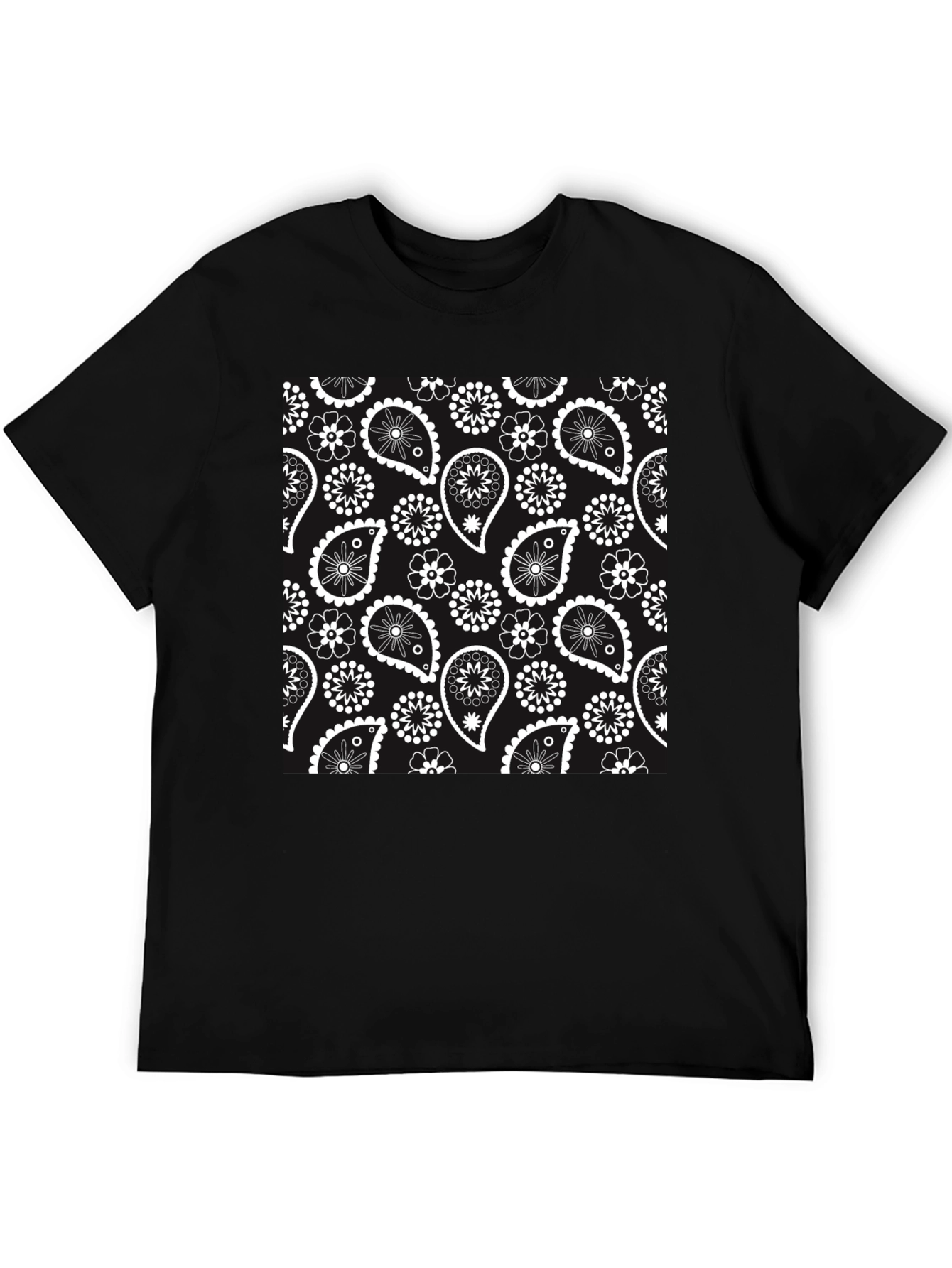 Black Paisley Print Tee - Classic Style