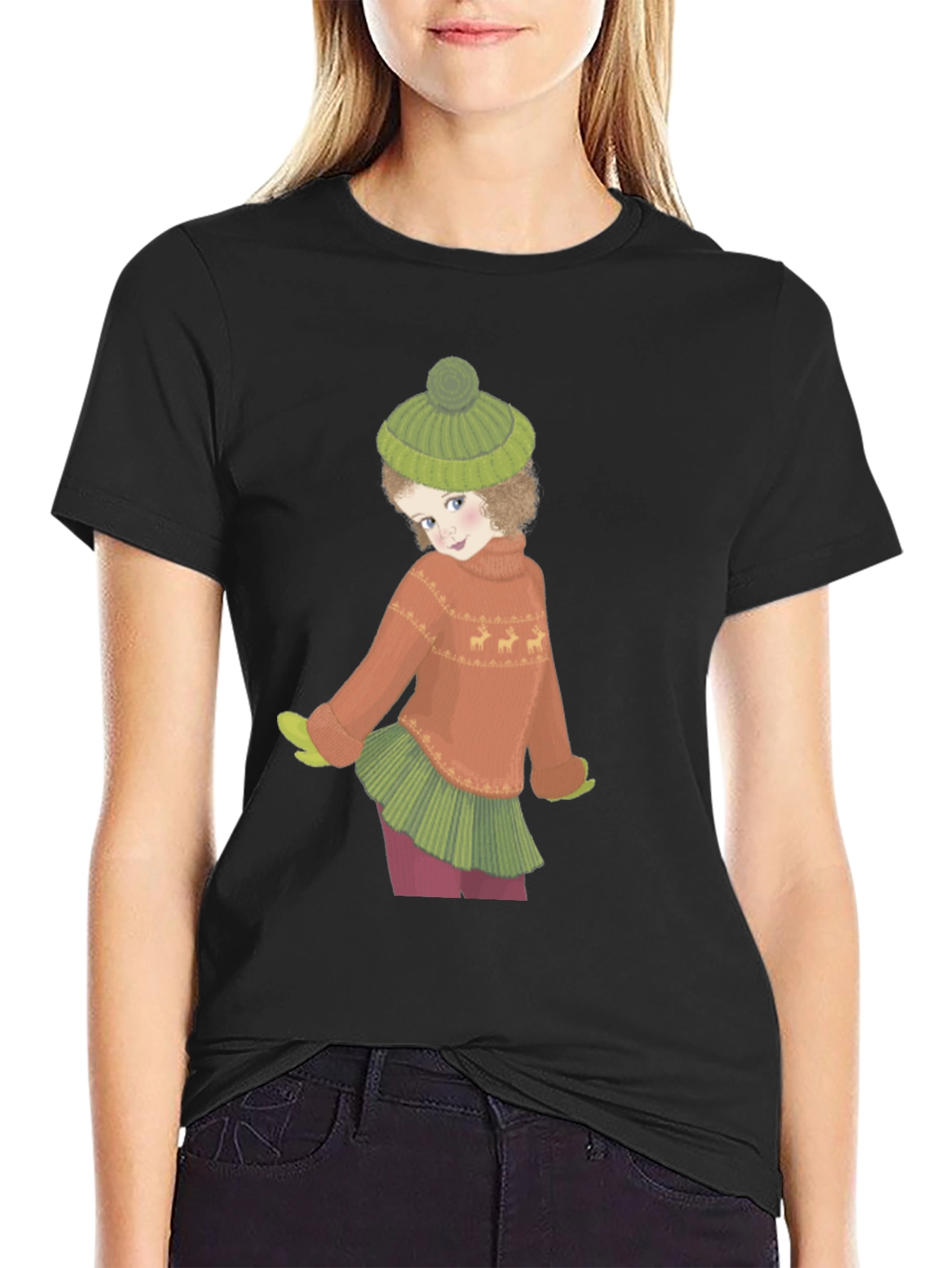 Whimsical Winter Girl Graphic Tee