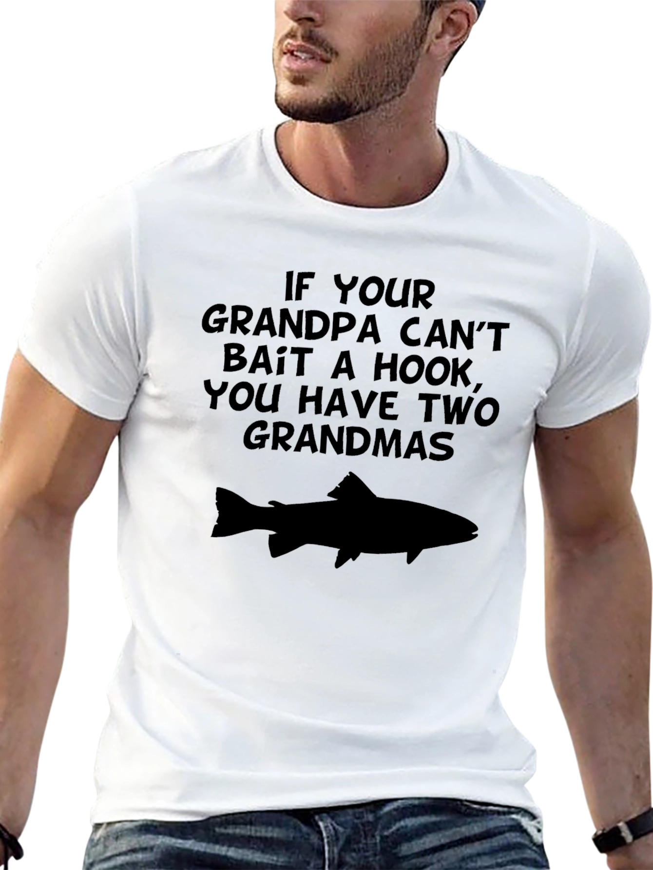 Grandpa Fishing T-Shirt: Two Grandmas!