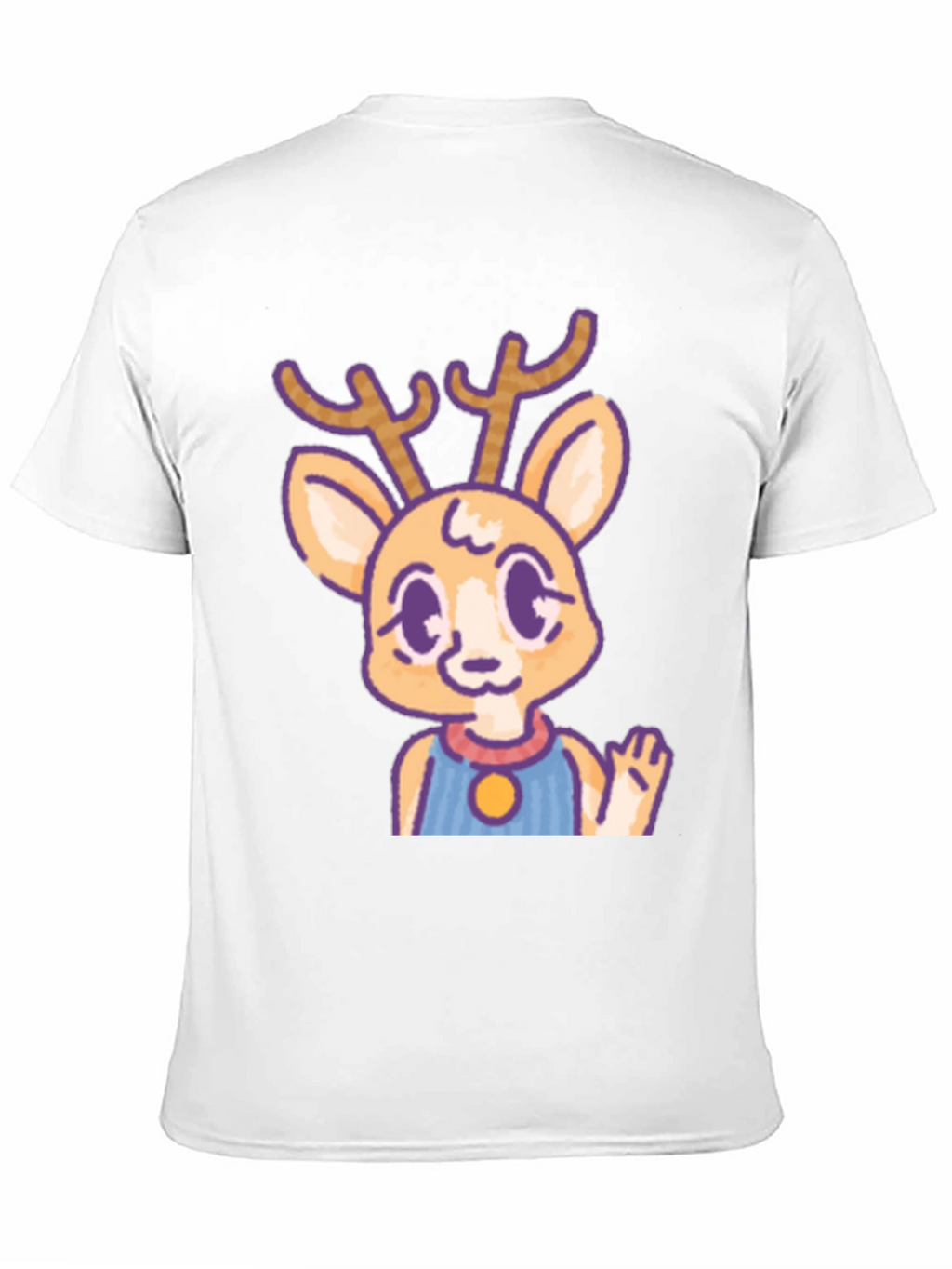 Cute Deer Cartoon Graphic Black T-Shirt
