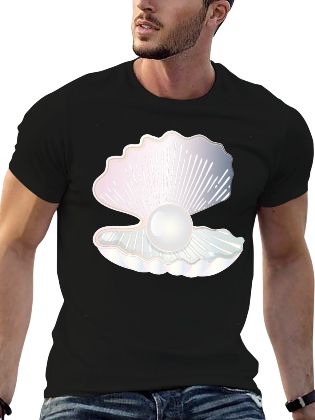 Oyster Pearl Graphic Black T-Shirt