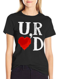 UR Loved T-Shirt - Black with Heart Graphic