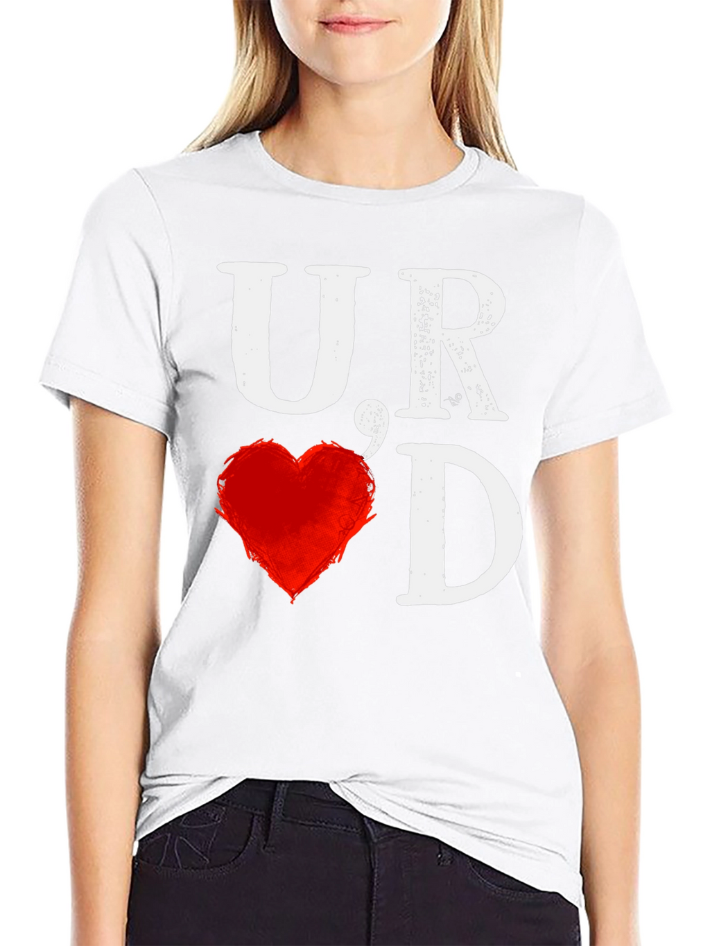 UR Loved T-Shirt - Black with Heart Graphic